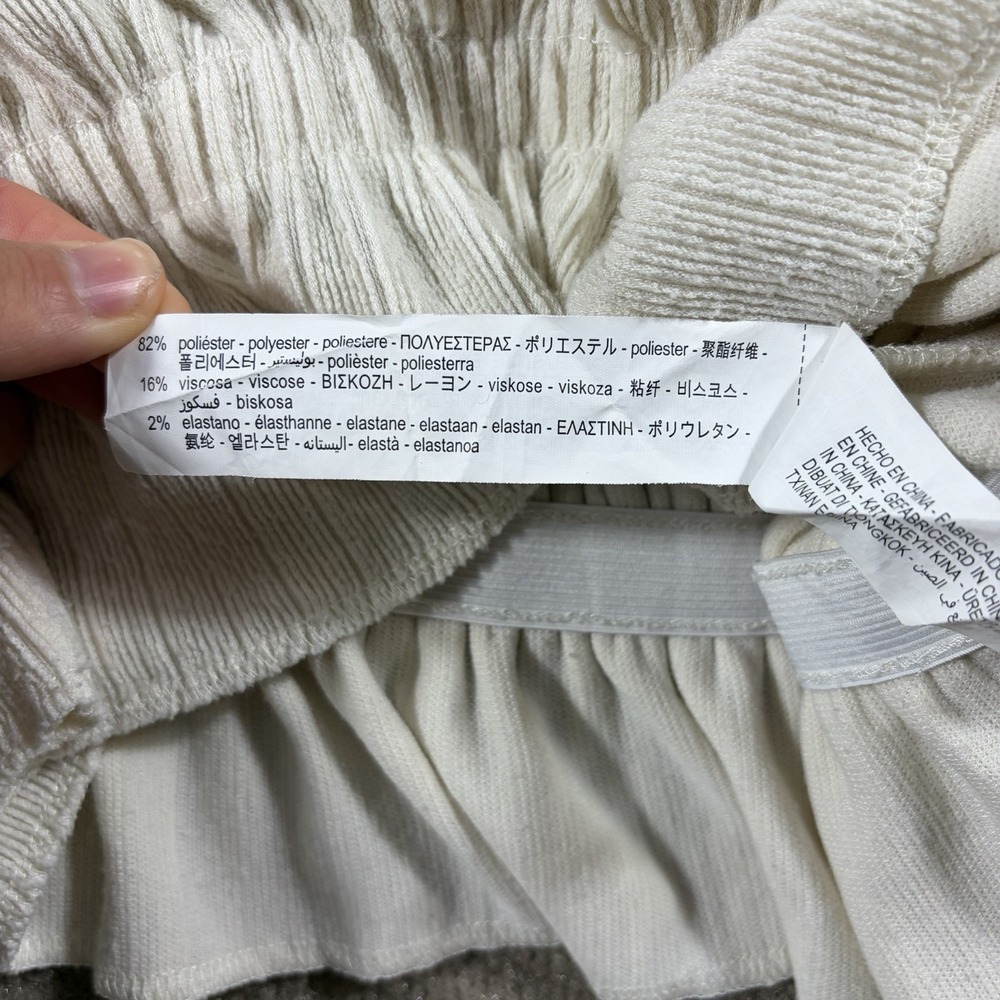 Zara Ribbed Knit Cropped Sweater White Cotton Crew Neck Lightweight Size M - Picture 4 of 6